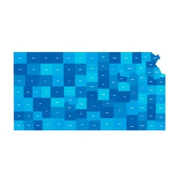 Administrative Map of Kansas, KS Ilustração Stock