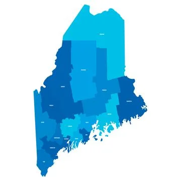 Administrative Map of Maine, ME Stock Illustration