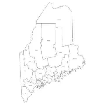 Administrative Map of Maine, ME Stock Illustration
