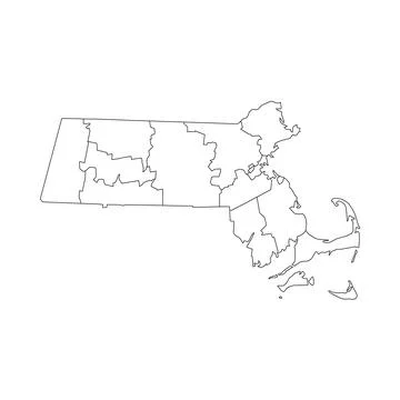 Administrative Map of Massachusetts, MA Illustrazione stock