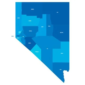 Administrative Map of Nevada, NV Stock Illustration