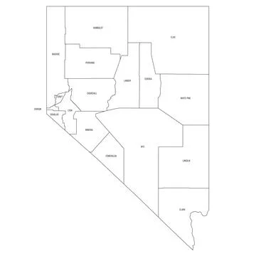 Administrative Map of Nevada, NV Stock Illustration