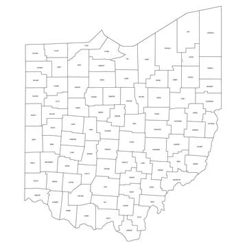 Administrative Map of Ohio, OH Stock Illustration