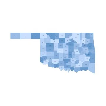 Administrative Map of Oklahoma, OK Stock Illustration