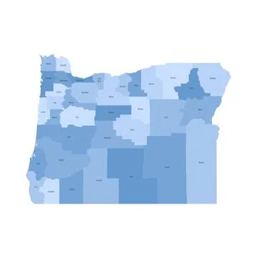 Administrative Map of Oregon, OR Stock Illustration