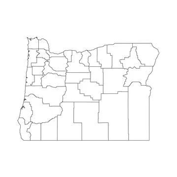 Administrative Map of Oregon, OR Stock Illustration