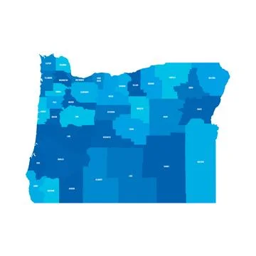 Administrative Map of Oregon, OR Stock Illustration