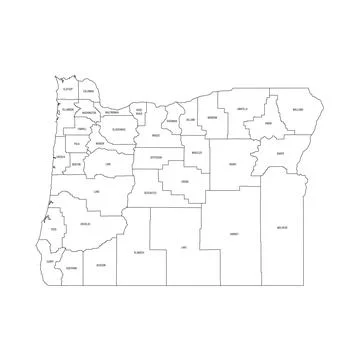 Administrative Map of Oregon, OR Stock Illustration