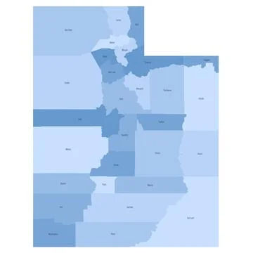 Administrative Map of Utah, UT Ilustração Stock