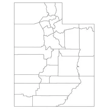 Administrative Map of Utah, UT Ilustração Stock