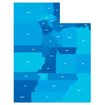 Administrative Map of Utah, UT Ilustración de archivo