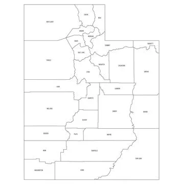 Administrative Map of Utah, UT Ilustración de archivo