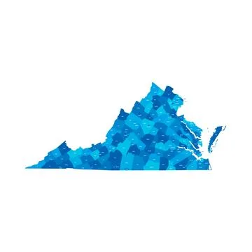Administrative Map of Virginia, VA Stock Illustration