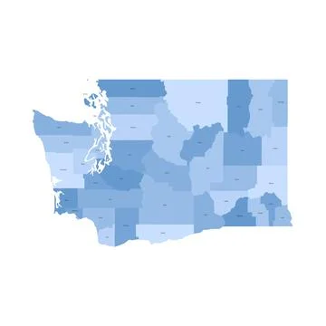 Administrative Map of Washington, WA Ilustração Stock