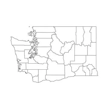Administrative Map of Washington, WA Ilustração Stock