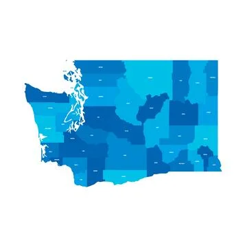 Administrative Map of Washington, WA Ilustração Stock