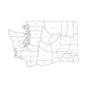 Administrative Map of Washington, WA Ilustración de archivo