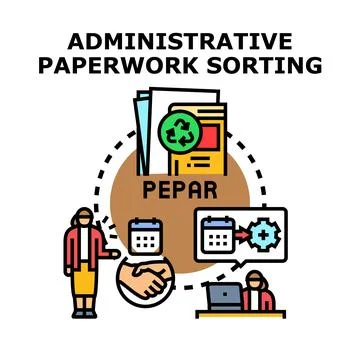 Administrative paperwork sorting process and management strategy Stock Illustration