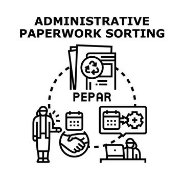 Administrative paperwork sorting process and management strategy Stock Illustration