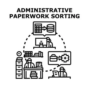 Administrative paperwork sorting process vector illustration concept Stock Illustration