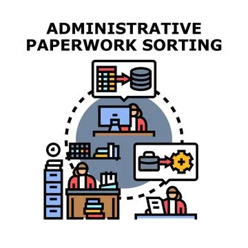 Administrative paperwork sorting process vector illustration concept Stock Illustration