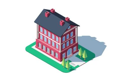 Administrative red building Stock Illustration