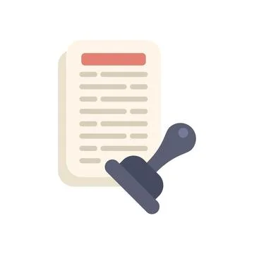 Administrative rubber stamp approving important document icon Illustrazione stock