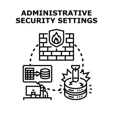 Administrative security settings protecting data access Stock Illustration