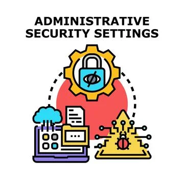Administrative security settings protecting digital data icon Illustrazione stock