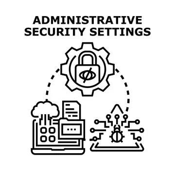 Administrative security settings protecting digital data icon Stock Illustration