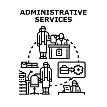 Administrative services concept providing office management support 스톡 일러스트