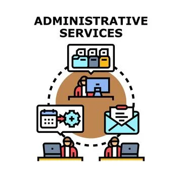 Administrative services concept vector illustration processing data Stock Illustration