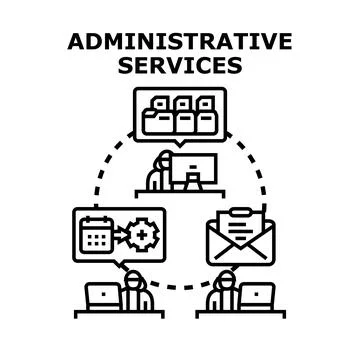 Administrative services concept vector illustration processing data Stock Illustration