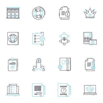 Administrative setup linear icons set. Hierarchy, Structure, Protocol, Chain Ilustração Stock