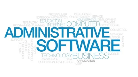 Administrative software animated word cloud, text design animation. Kinetic Stock Footage 81432841