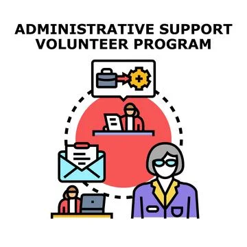 Administrative support volunteer program concept illustration Stock Illustration