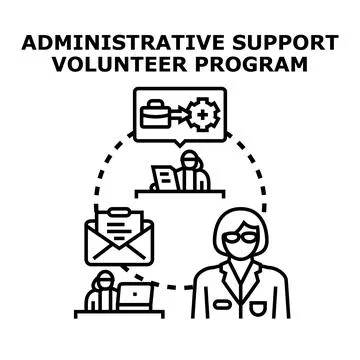 Administrative support volunteer program concept illustration Stock Illustration