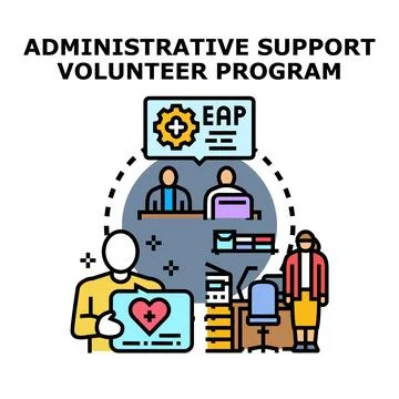 Administrative support volunteer program organizing work Stock Illustration