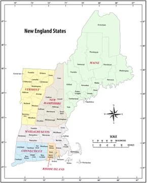 New England States PowerPoint Map, Highways, Waterways, Capital and Major  Cities - MAPS for Design