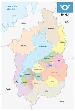 Administrative vector map of Shiga Prefecture, Kinki, Japan Stock Illustration