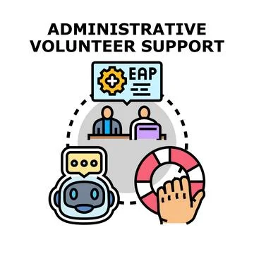 Administrative volunteer supporting assistant chatbot and employee program Illustration