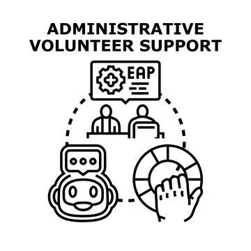 Administrative volunteer supporting assistant chatbot and employee program Stock-Illustration