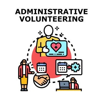 Administrative volunteering process helping non profit organization 스톡 일러스트