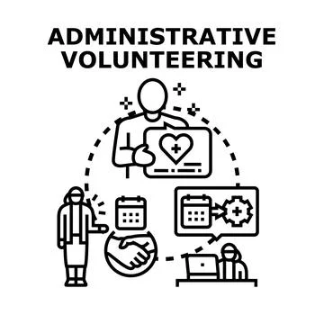 Administrative volunteering process helping non profit organization Stock Illustration