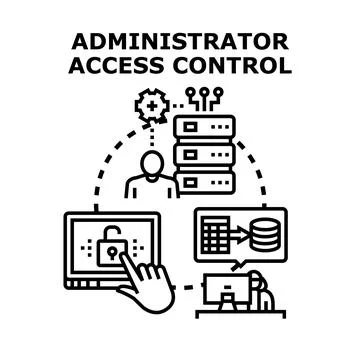 Administrator access control managing data security Stock Illustration