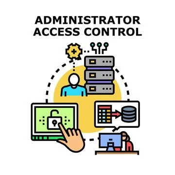 Administrator access control managing data security Stock Illustration