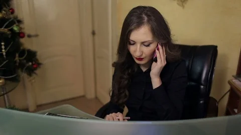 Administrator of beauty salon talking on phone. Stock Footage