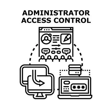 Administrator controlling digital access and user permissions Stock Illustration