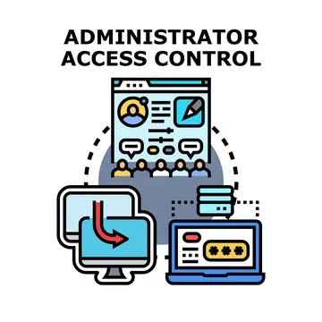 Administrator controlling digital access and user permissions Stock Illustration
