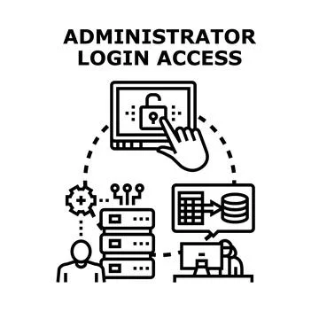 Administrator login access to secure system data イラスト素材